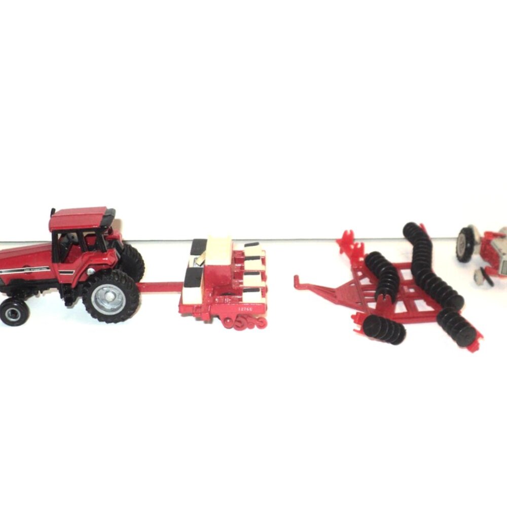 Lot of 4 Farm Items Tractor 7210, Tillers, Planter, ERTL Vintage Red Scale 1:64